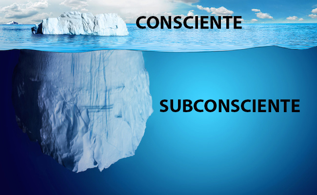 Iceberg mente consciente e subconsciente.